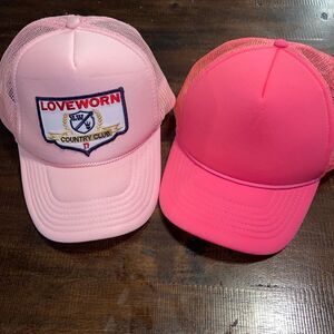 Love worn Country Club Ladies Pink trucker hat + Neon pink blank hat